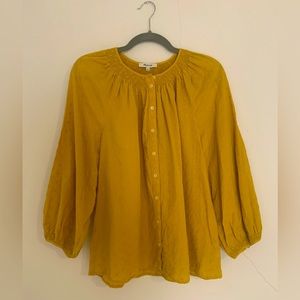 Madewell mustard yellow blouse size medium